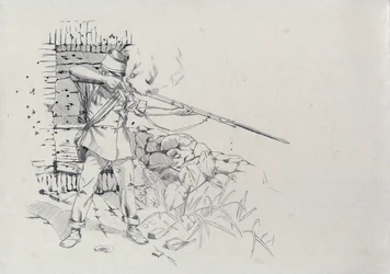Second Empire: infantryman shooting, soldier of the Austrian army, Austro-Hungarian
