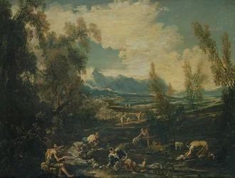 Travellers by a Stream