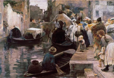 “Wedding in Venice”. The young newlyweds board a gondola. 1897, Rome, Galleria Nazionale d