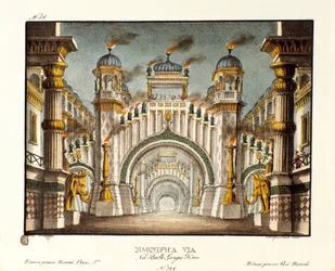 A Temple at the Time of Genghis Khan. Scenography for the Ballet 