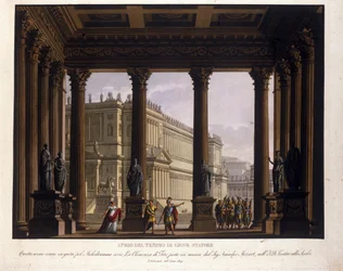 Scenography by Alessandro Sanquirico for The Clemence of Tito by Wolfgang Amadeus Mozart at La Scala in Milan in 1819