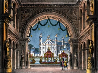 Scenography of Sanquirico for the opera “La straniera” (L