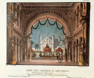 The vestibule of the castle of Montolino in Brittany - Scenography for the opera 