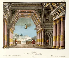 View of a large palace room. Scenography for the ballet 
