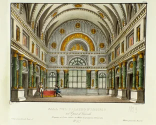 View of the Palace of the King of Syracuse Argirio. Scenography for the Opera 