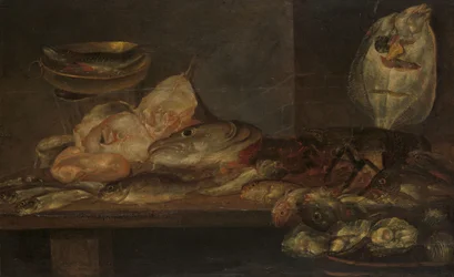 Still Life with Fish, Lobster, and Oysters on a Table
