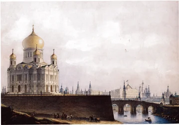 The Cathedral of Christ the Saviour with View of the Moscow Kremlin