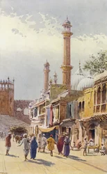 A Street in Delhi, looking towards the Jumma Musjid
