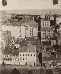 View east from the cupola of the courthouse in Chicago, 1858