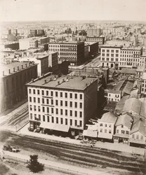 View north-northwest from the cupola of the courthouse in Chicago, 1858