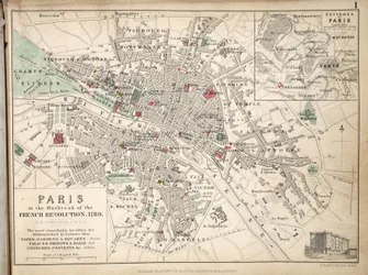Map of Paris at the Outbreak of the French Revolution, published by William Blackwood and Sons