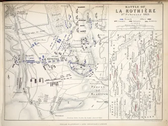 Map of the Battle of La Rothiere, published by William Blackwood and Sons, Edinburgh and London, 1848