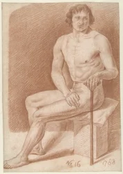 Seated Male Nude, with a Stick