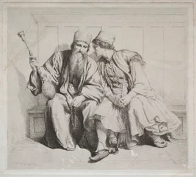 Young Greek Man in Conversation with a Priest