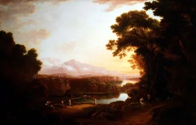 Italianate landscape with dancing peasants