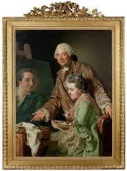 The Artist and his Wife Marie Suzanne Giroust painting the Portrait of Henrik Wilhelm Peill
