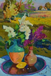 Vibrant Lilac Still Life Landscape