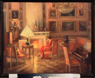 Interior with a Woman by the Fireplace