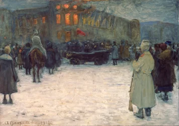 A Fire at the Lithuanian Castle, February Revolution 1917, St Petersburg
