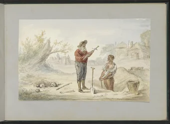 Man Digging Up a Sword on an Old Battlefield