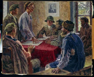 A Sitting of the Poor Peasants Committee in 1918