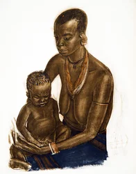 Femme MGogo with her child (Dodoma), from Dessins et Peintures d