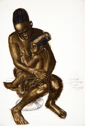 Nafarangui, woman of Eki Bondo with her child (Bondo) Haut Ouelle, from Dessins et Peintures d