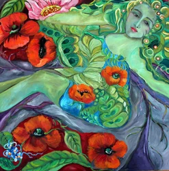 Green Goddess and Poppies