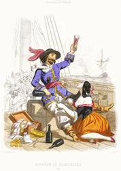 Captain Henry Morgan Carouses with Wine and Women, Mid 19th Century
