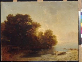 Trees at the lake by Alexandre Calame