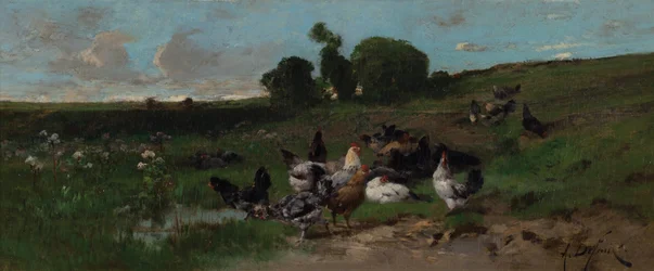 Animated landscape of chickens