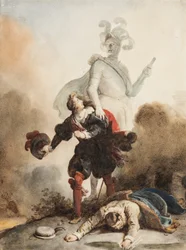 Don Juan and Leporello Meet the Statue of the Commander at the Cemetery