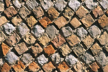 Close-up of an opus reticulatum floor. Civitella acropolis, Italy, Abruzzo Region, Chieti