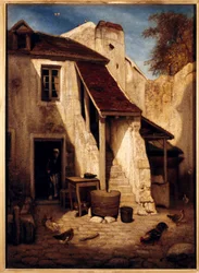 Interior of rustic courtyard in Fontainebleau