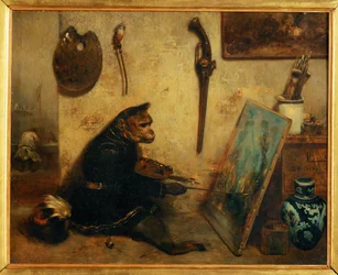 The Painting Monkey, also known as Interior of a Studio