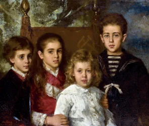 Portrait of the children of Paul Pavlovich Demidoff, 2nd Prince of San Donato, Aurore Anatol, Maria and Pavel