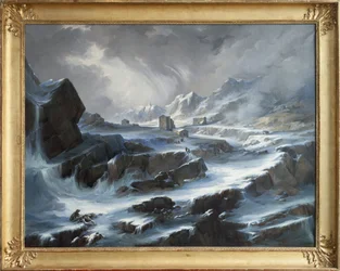 The Col du Grand Saint Bernard, a Romantic Scene Depicting the Snow Mountain Pass