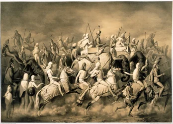 Maharaja Sher Singh of the Punjab and his entourage out hunting