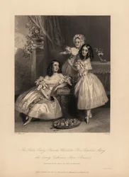 Portrait of Emily Blanche Charlotte, Rose Caroline and Emily Catherine Anne Somerset, daughters of Henry Somerset, 7th Duke of Beaufort