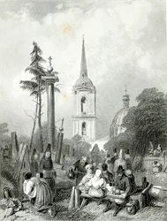 Cemetery of the Smolensko Church, engraved by E. Smith