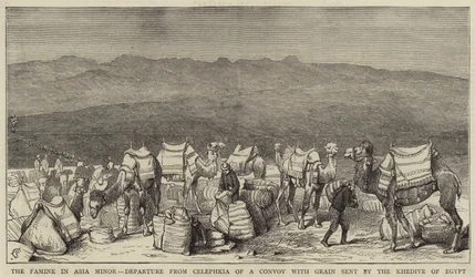The Famine in Asia Minor, Departure from Celephkia of a Convoy with Grain sent by the Khedive of Egypt