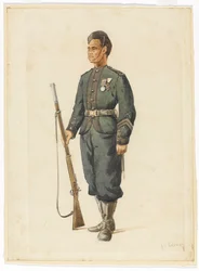 Rifleman of the 4th Gurkha Regiment in drill order