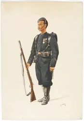 Rifleman of the 4th Gurkha Regiment in marching order