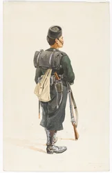 Rifleman of the 4th Gurkha Regiment in marching order, 1890
