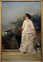 Portrait of a Woman on a Terrace by the Sea