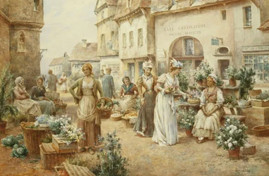 A Flower Market, France, 1900