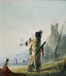 A Shoshonee Indian Smoking [sic]