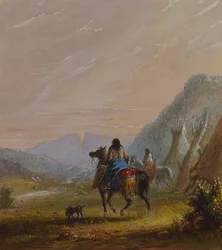 Indian Women on Horseback near the Cut Rocks