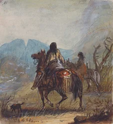 Sioux Women, Cut Rocks in the Distance