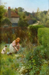 Picking Wild Flowers in the Hedgerow